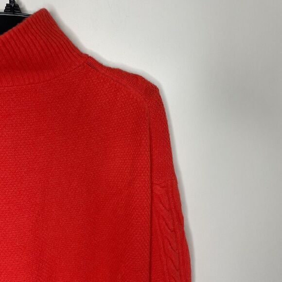 J CREW Sweater Womens Large Orange Cable-Knit 1/2-Zip NEW Supersoft Yarn BD032 - Picture 7 of 12